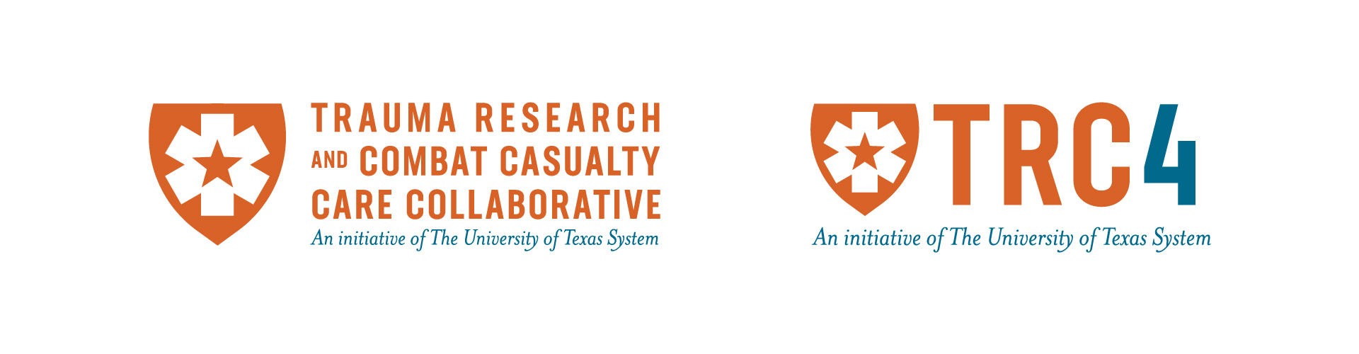Trauma Research and Combat Casualty Care Collaborative (TRC4) Logos - An initiative of The University of Texas System